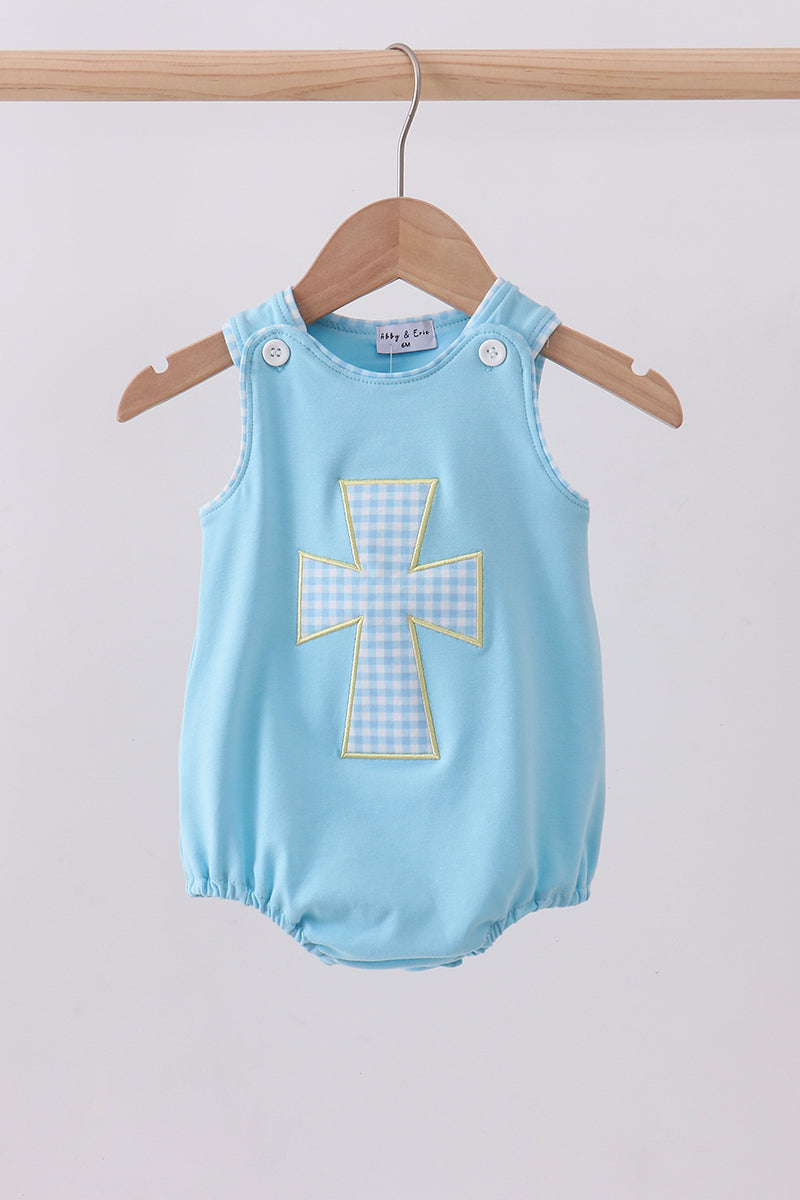 Blue cross applique top - Aaria Tees