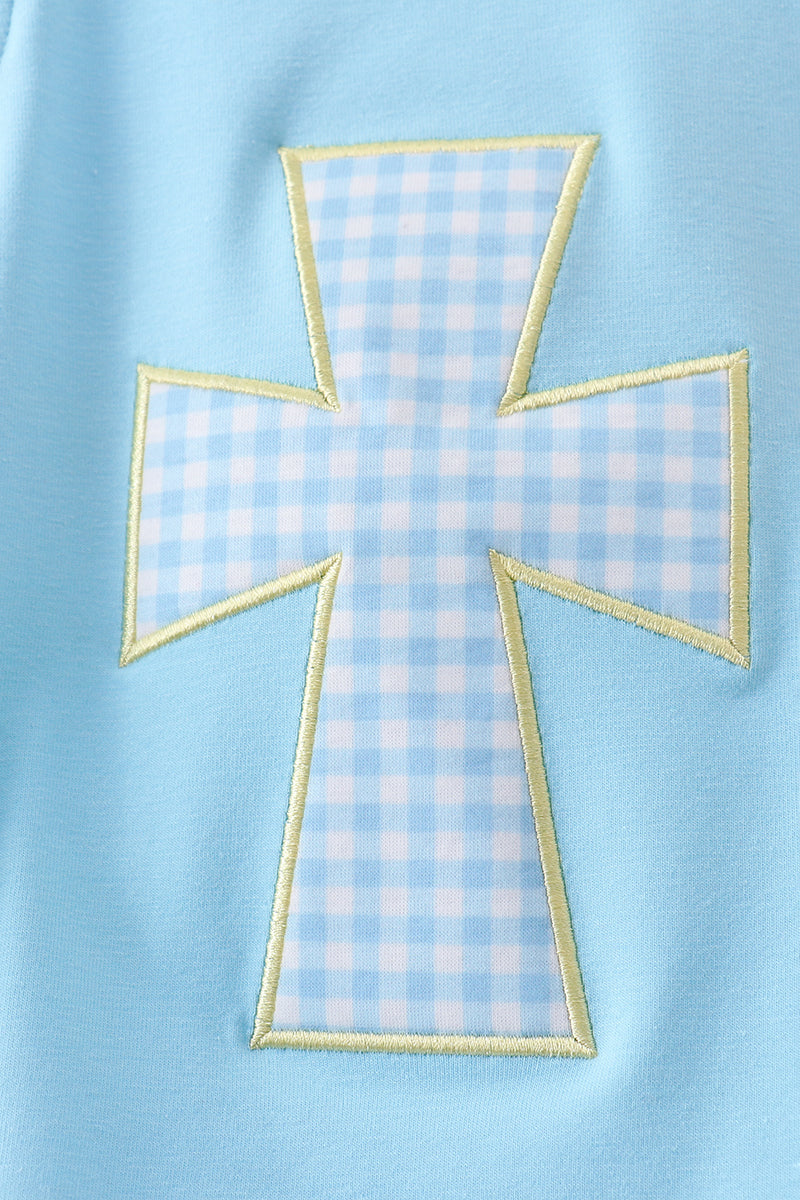 Blue cross applique top - Aaria Tees Aaria Tees