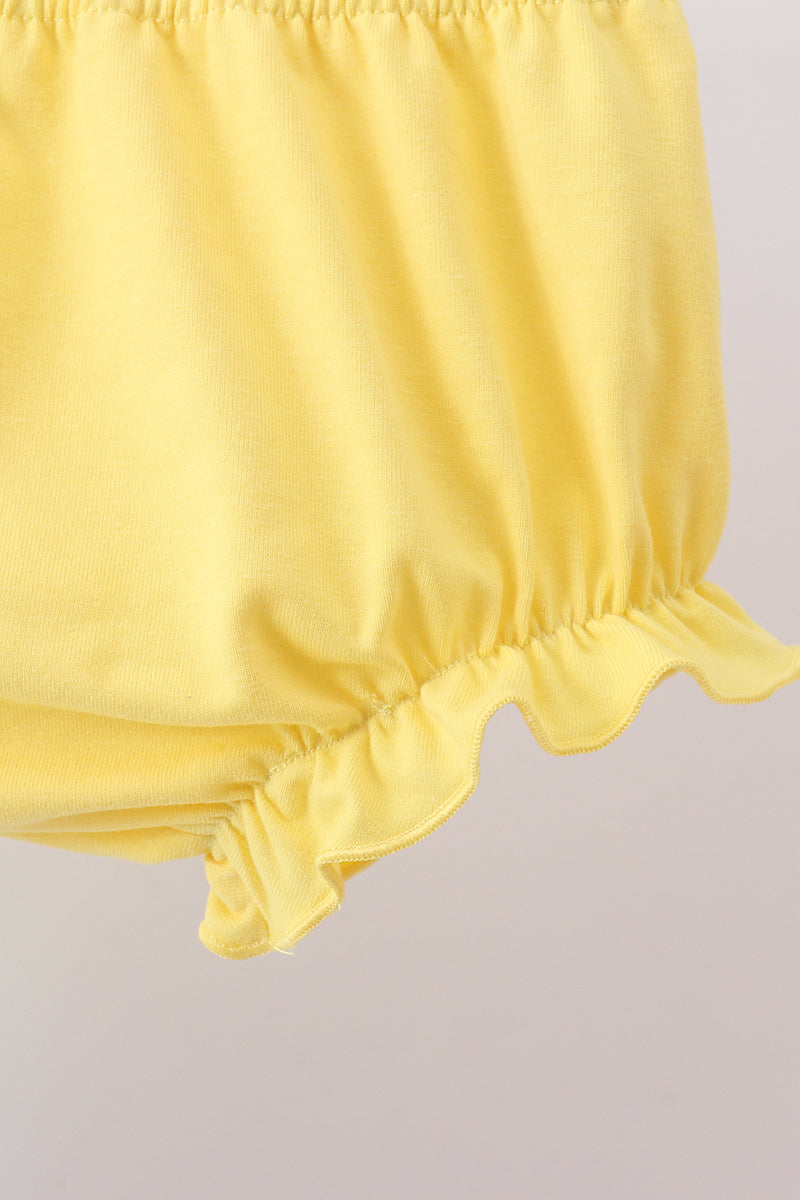 Summer lemon smocked bow bloomer set - Aaria Tees Aaria Tees