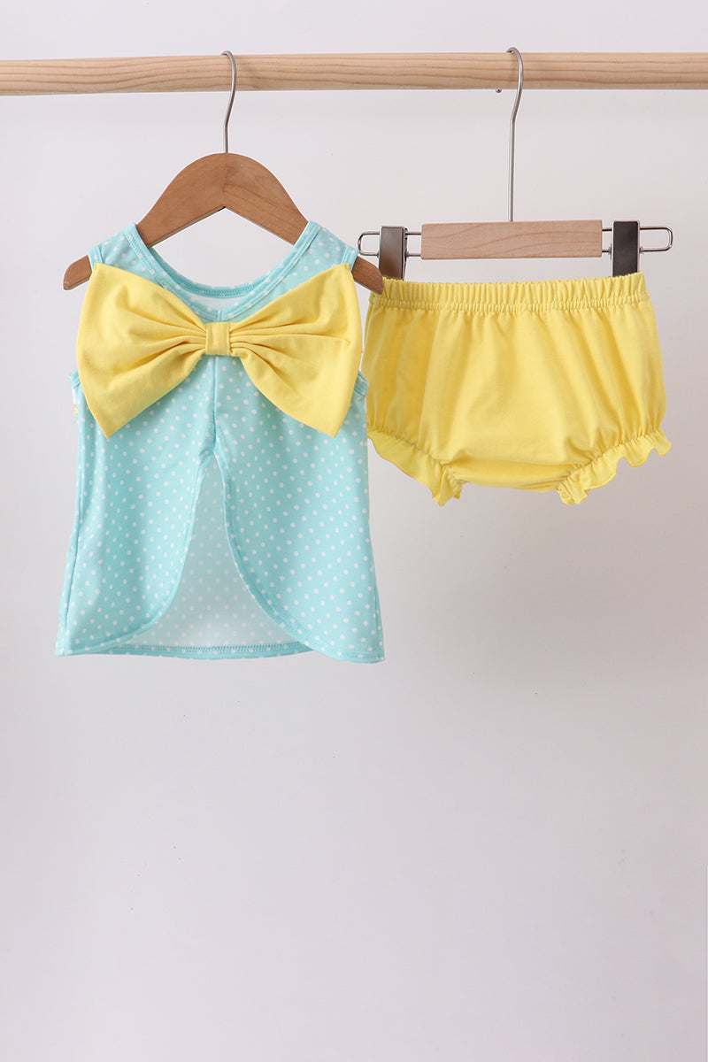 Summer lemon smocked bow bloomer set - Aaria Tees Aaria Tees