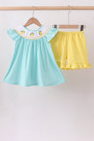 Summer lemon smocked ruffle shorts set - Aaria Tees Aaria Tees