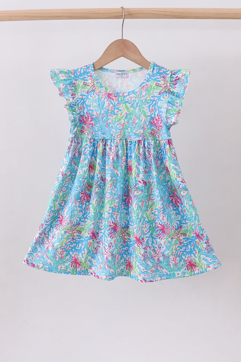 Mint island bloom ruffle dress - Aaria Tees