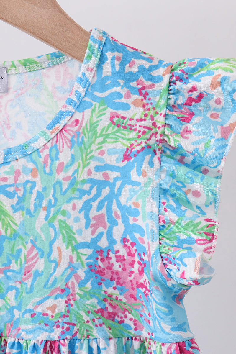 Mint island bloom ruffle dress - Aaria Tees Aaria Tees