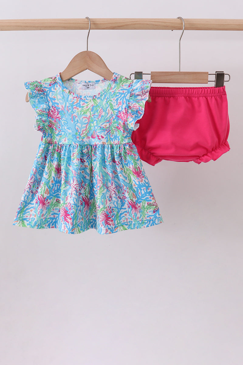 Mint island bloom ruffle bloomer set - Aaria Tees