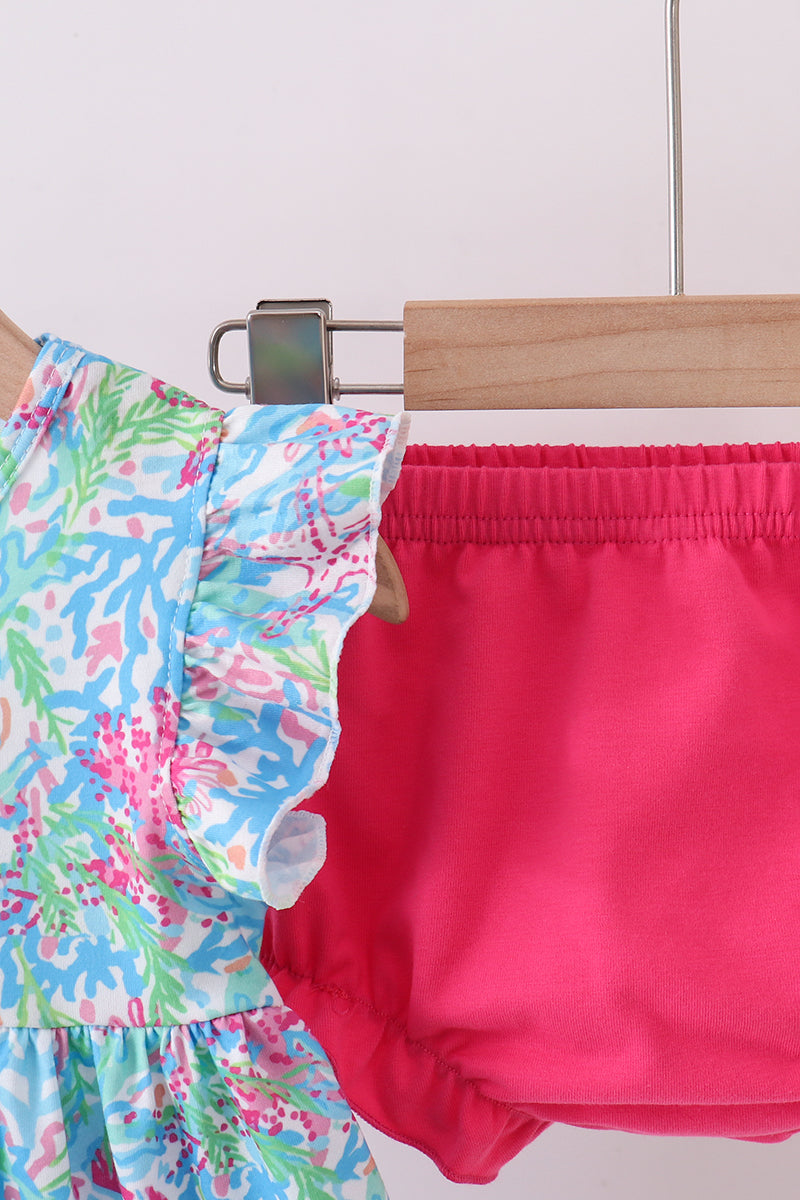 Mint island bloom ruffle bloomer set - Aaria Tees Aaria Tees