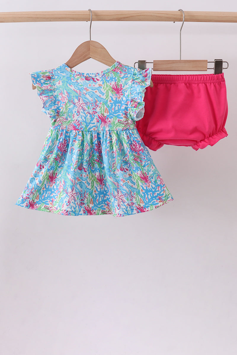 Mint island bloom ruffle bloomer set - Aaria Tees Aaria Tees