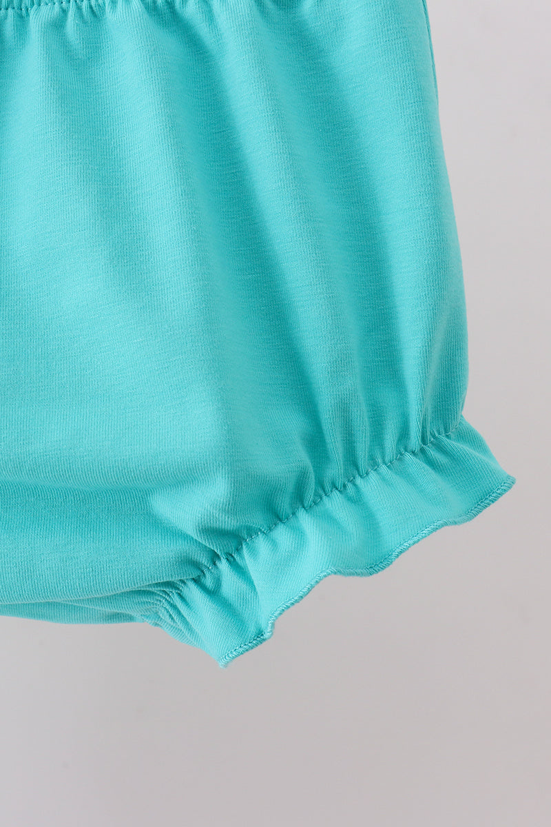 Blue bright floral ruffle bloomer set - Aaria Tees Aaria Tees