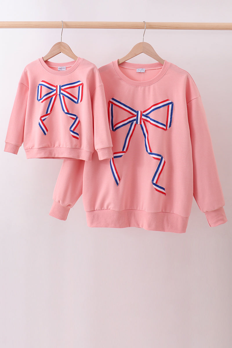 Peach hand-sewn bow mom&me sweatshirt - Aaria Tees Aaria Tees