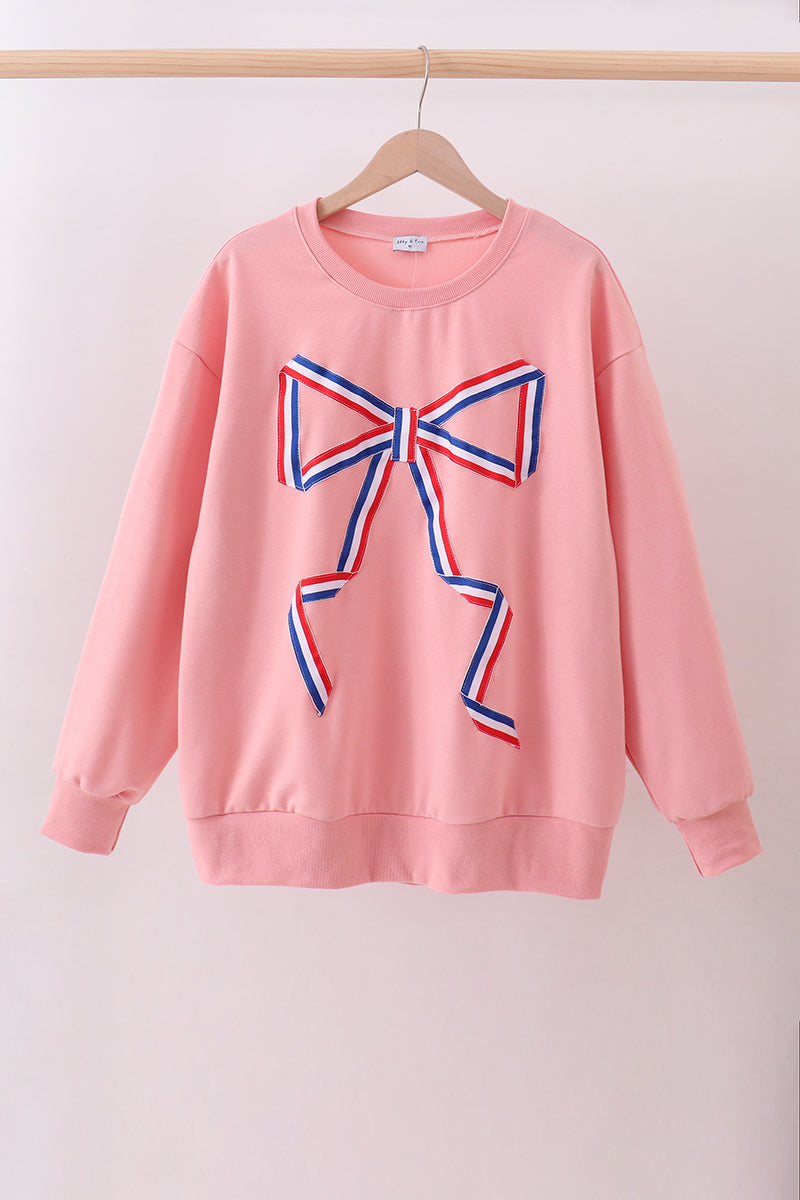 Peach hand-sewn bow mom&me sweatshirt - Aaria Tees Aaria Tees