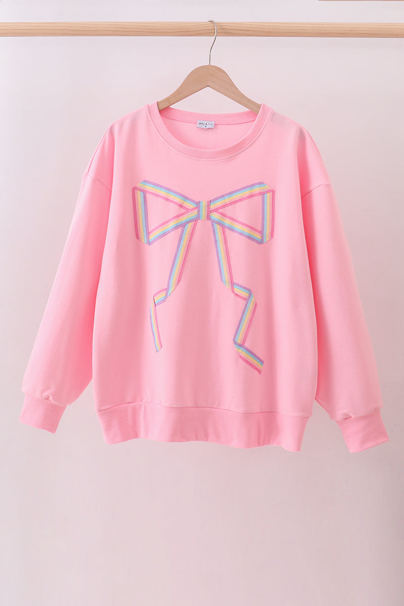 Pink hand-sewn bow mom&me sweatshirt - Aaria Tees Aaria Tees