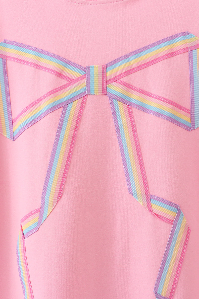 Pink hand-sewn bow mom&me sweatshirt - Aaria Tees Aaria Tees