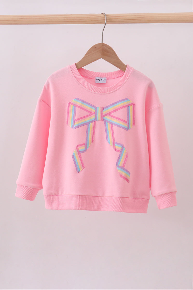 Pink hand-sewn bow mom&me sweatshirt - Aaria Tees Aaria Tees