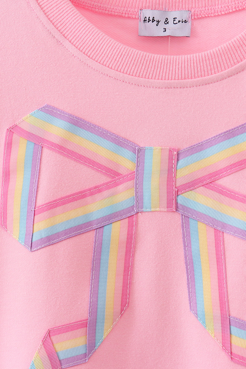 Pink hand-sewn bow mom&me sweatshirt - Aaria Tees Aaria Tees