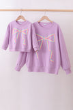 Purple hand-sewn bow mom&me sweatshirt - Aaria Tees Aaria Tees