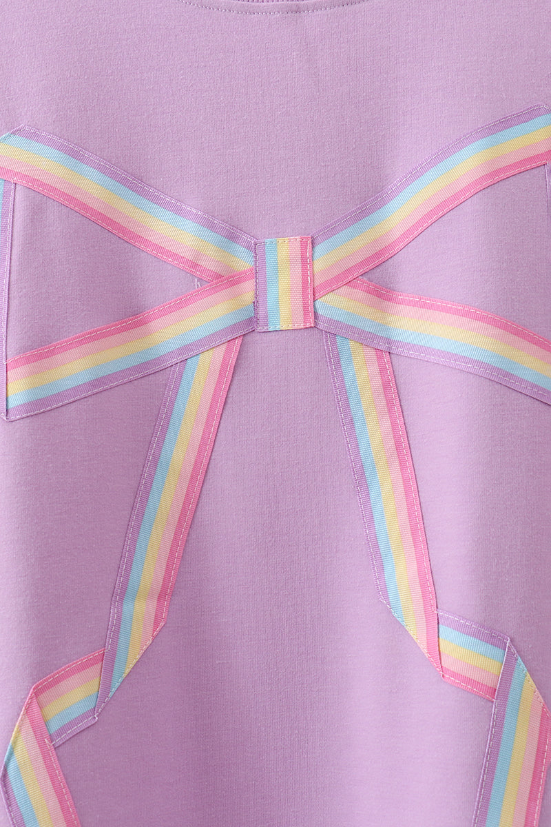 Purple hand-sewn bow mom&me sweatshirt - Aaria Tees Aaria Tees
