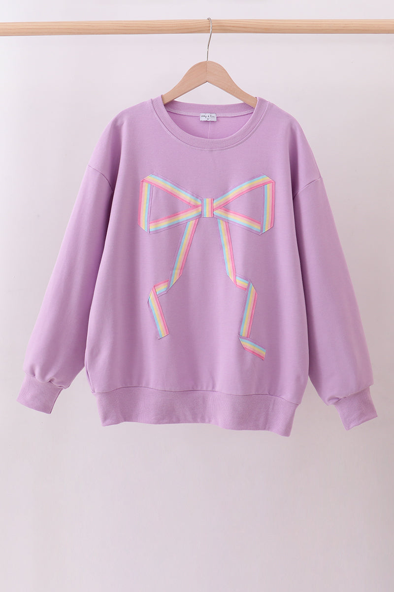 Purple hand-sewn bow mom&me sweatshirt - Aaria Tees Aaria Tees