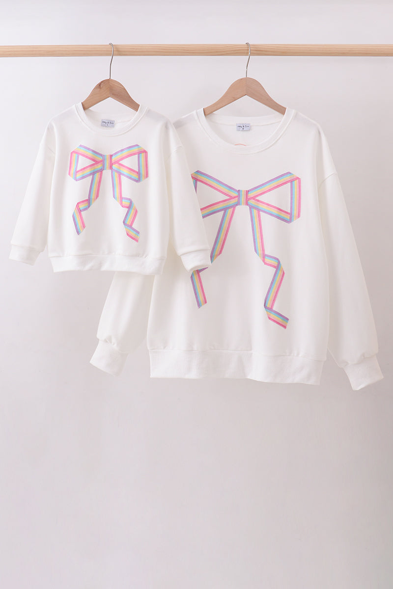 Cream hand-sewn bow mom&me sweatshirt - Aaria Tees Aaria Tees