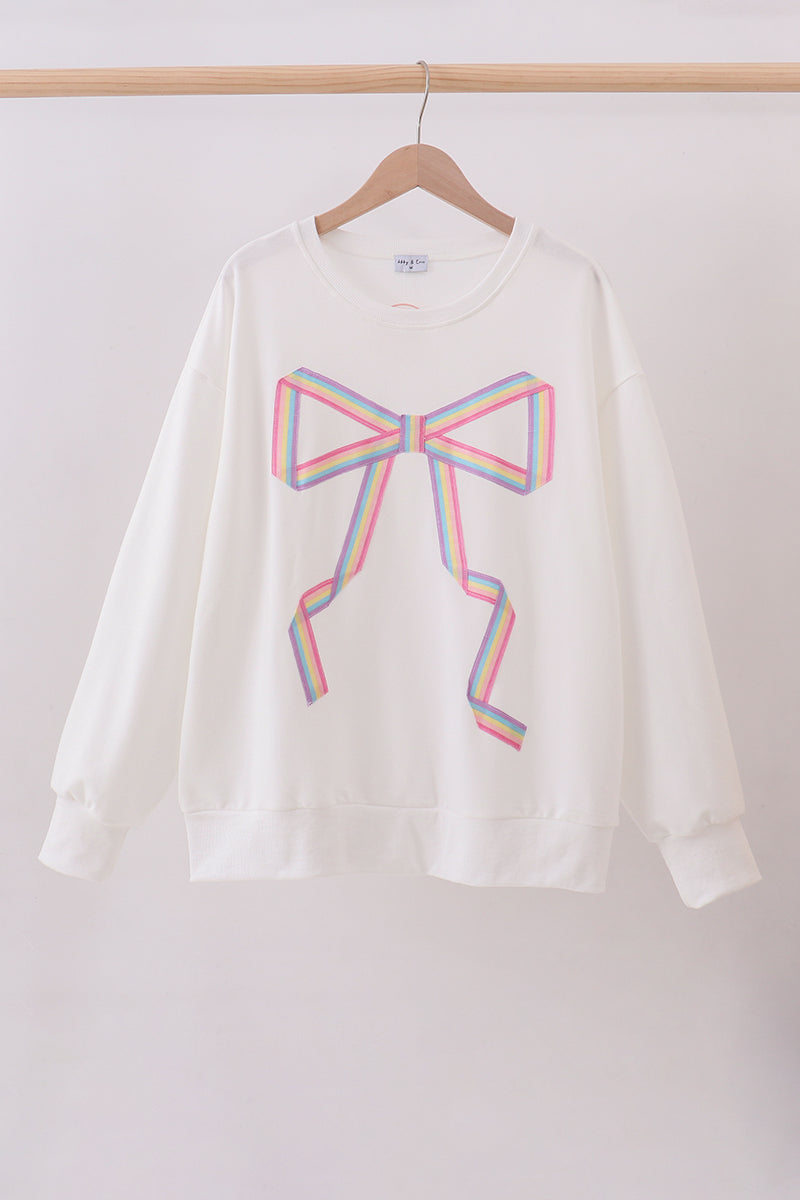 Cream hand-sewn bow mom&me sweatshirt - Aaria Tees Aaria Tees