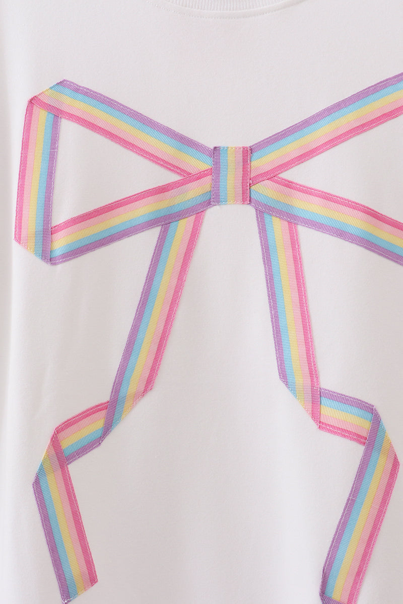 Cream hand-sewn bow mom&me sweatshirt - Aaria Tees Aaria Tees