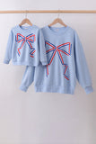 Blue hand-sewn bow mom&me sweatshirt - Aaria Tees Aaria Tees