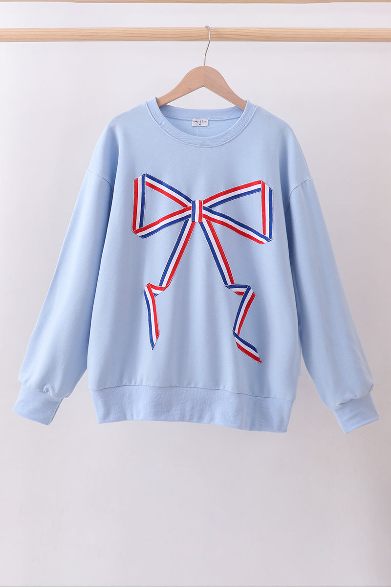 Blue hand-sewn bow mom&me sweatshirt - Aaria Tees Aaria Tees