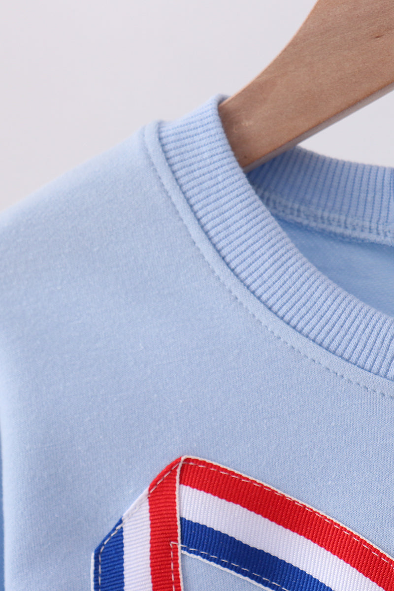 Blue hand-sewn bow mom&me sweatshirt - Aaria Tees Aaria Tees