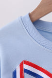 Blue hand-sewn bow mom&me sweatshirt - Aaria Tees Aaria Tees