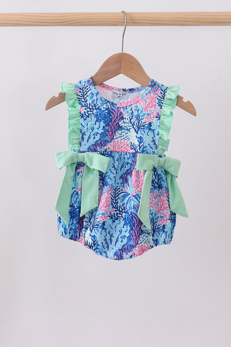 Blue marine creature print ruffle bubble - Aaria Tees