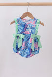 Blue marine creature print ruffle bubble - Aaria Tees Aaria Tees