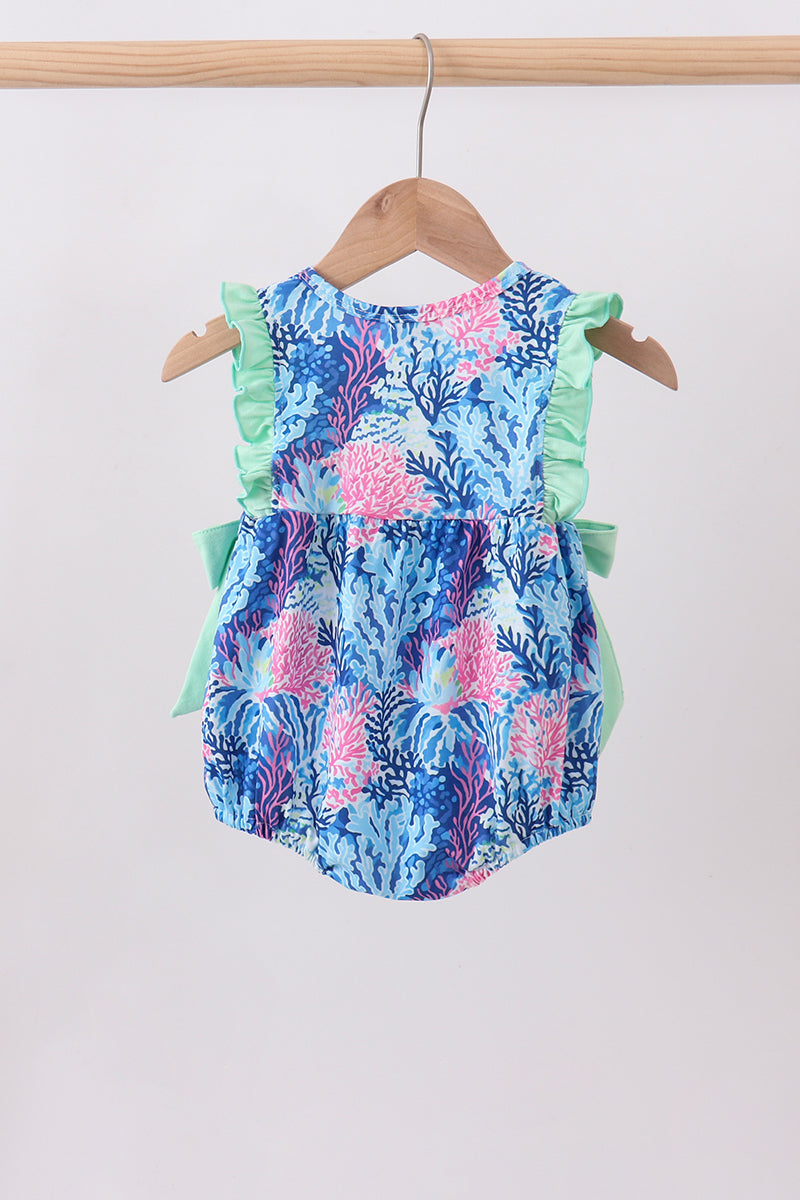 Blue marine creature print ruffle bubble - Aaria Tees Aaria Tees