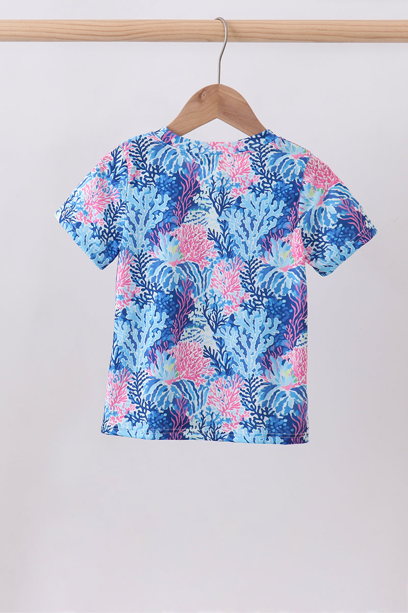 Blue marine creature print top - Aaria Tees Aaria Tees