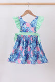 Blue marine creature print ruffle dress - Aaria Tees Aaria Tees