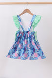 Blue marine creature print ruffle dress - Aaria Tees Aaria Tees