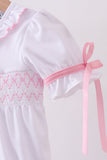 White cross smocked ruffle bubble - Aaria Tees Aaria Tees