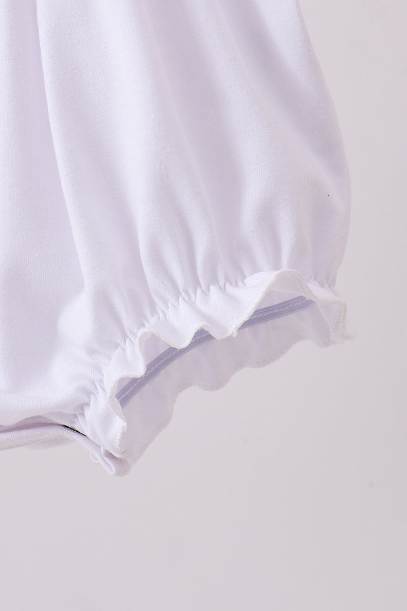 White cross smocked ruffle bubble - Aaria Tees Aaria Tees
