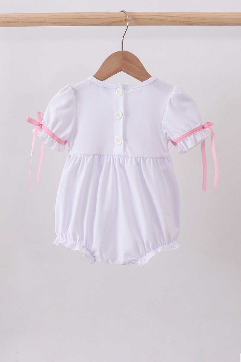 White cross smocked ruffle bubble - Aaria Tees Aaria Tees