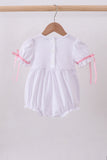 White cross smocked ruffle bubble - Aaria Tees Aaria Tees