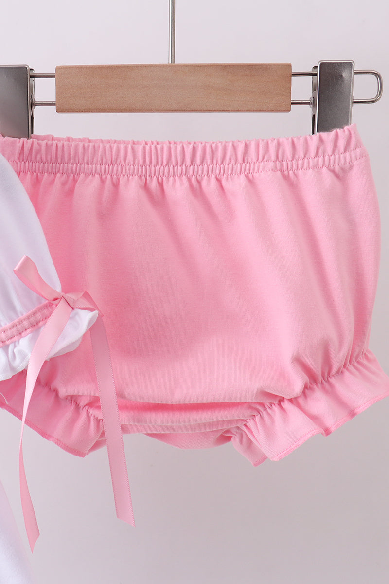 White cross smocked ruffle bloomer set - Aaria Tees Aaria Tees