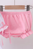 White cross smocked ruffle bloomer set - Aaria Tees Aaria Tees