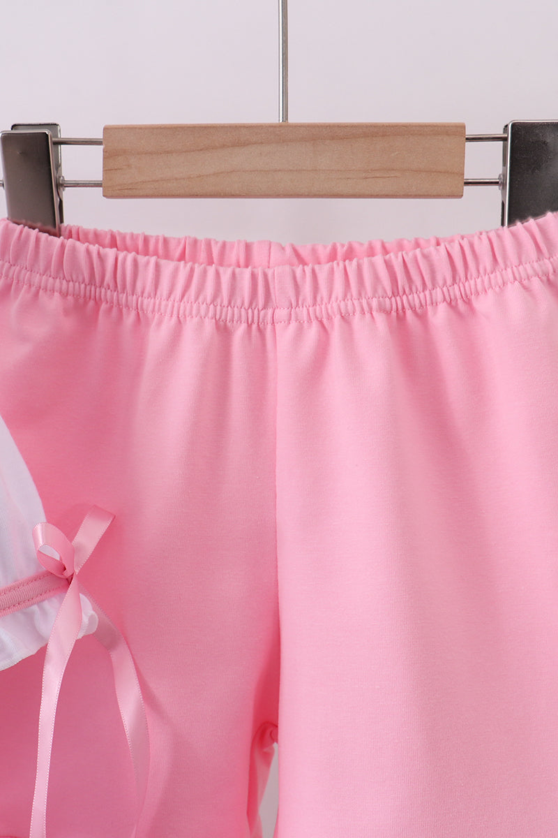 White cross smocked ruffle shorts set - Aaria Tees Aaria Tees