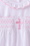 White cross smocked ruffle shorts set - Aaria Tees Aaria Tees