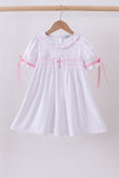 White cross smocked ruffle dress - Aaria Tees Aaria Tees