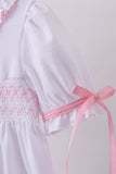 White cross smocked ruffle dress - Aaria Tees Aaria Tees