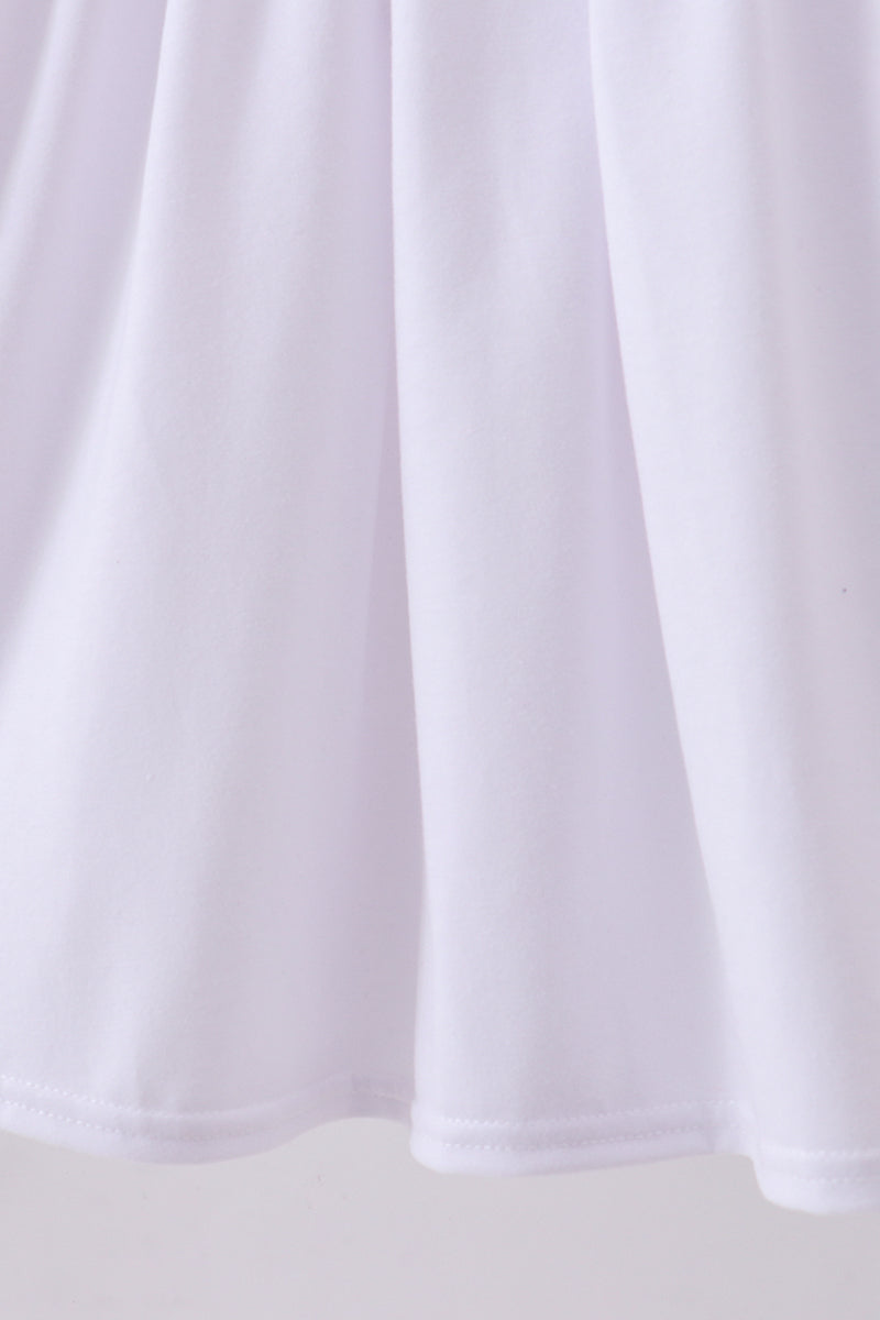 White cross smocked ruffle dress - Aaria Tees Aaria Tees