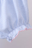 Blue seersucker bow smocked bloomer set - Aaria Tees Aaria Tees