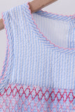 Blue seersucker bow smocked dress - Aaria Tees Aaria Tees