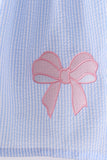 Blue seersucker bow smocked dress - Aaria Tees Aaria Tees
