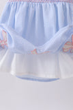 Blue seersucker bow smocked dress - Aaria Tees Aaria Tees