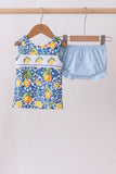 Lemon smocked ruffle bloomer set - Aaria Tees Aaria Tees