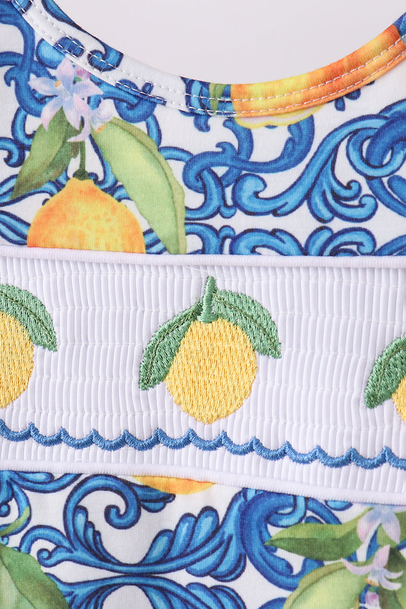 Lemon smocked ruffle bloomer set - Aaria Tees Aaria Tees
